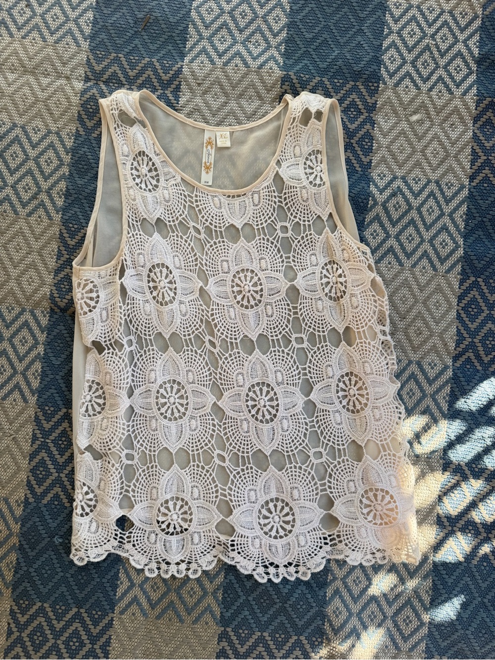 Women’s Cream Crochet Lace Sleeveless Top